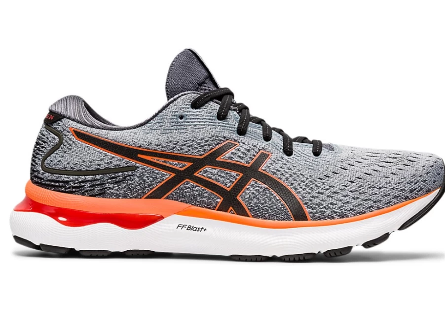 ASICS Men's GEL-NIMBUS 24 Running Shoes - Sheet Rock/Shocking Orange