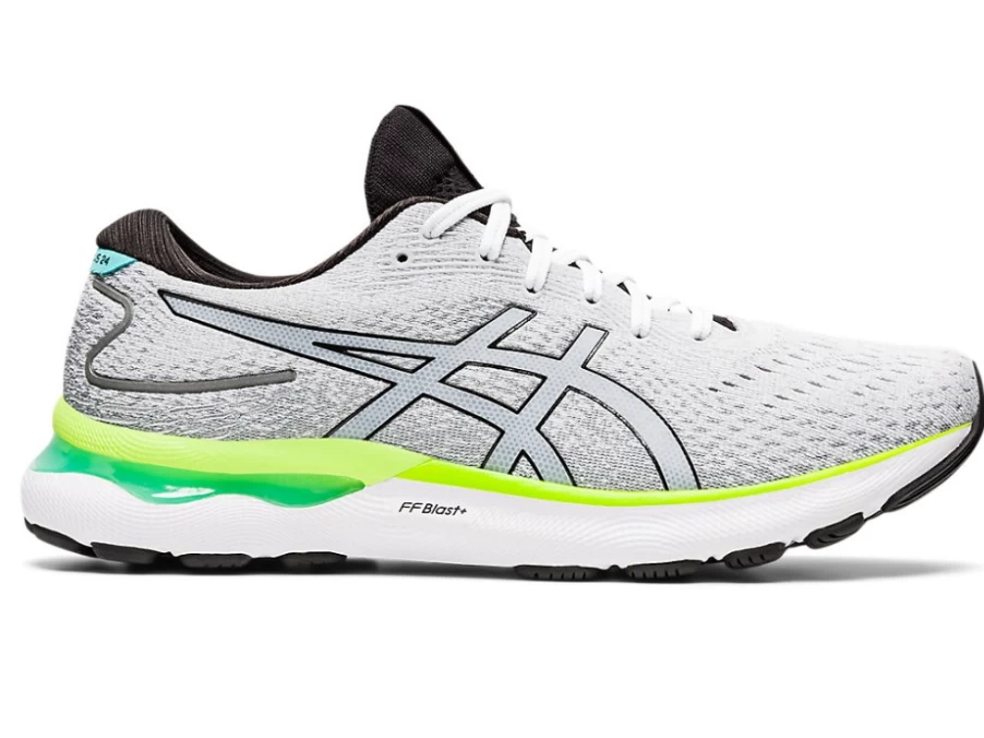 ASICS Men's GEL-NIMBUS 24 Running Shoes - White/Black - Premium Cushioned Sneakers