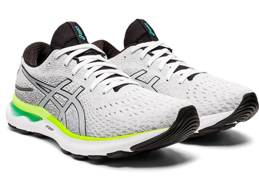 ASICS Men's GEL-NIMBUS 24 Running Shoes - White/Black - Premium Cushioned Sneakers