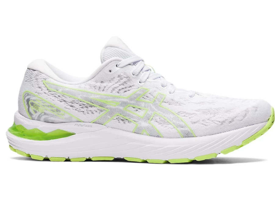 ASICS Women's GEL-CUMULUS 23 Running Shoes in White/Lime Green