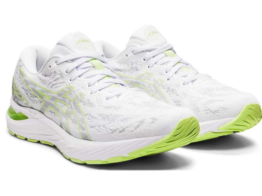 ASICS Women's GEL-CUMULUS 23 Running Shoes in White/Lime Green