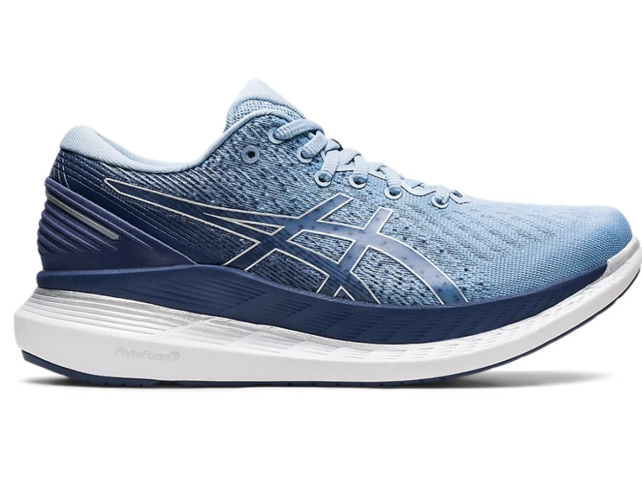ASICS Women's GLIDERIDE 2 (D) Running Shoes in Mist/Thunder Blue - Cushioned Stability Road Trainers