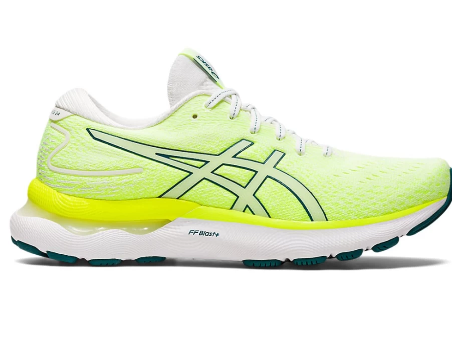 ASICS Women's GEL-NIMBUS 24 Running Shoes in White/Velvet Pine