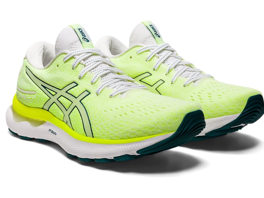 ASICS Women's GEL-NIMBUS 24 Running Shoes in White/Velvet Pine