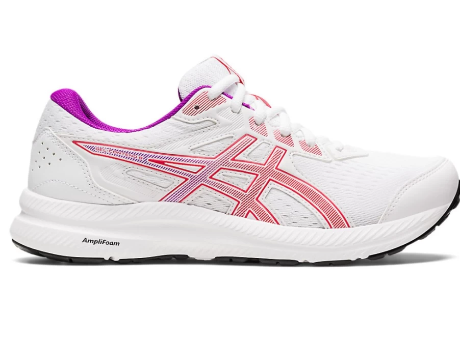 ASICS Women's GEL-CONTEND 8 Running Shoes - White/Red Alert