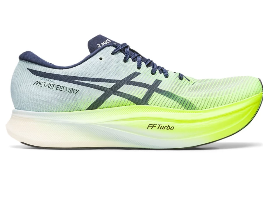 ASICS METASPEED SKY+ Running Shoes - Unisex Hazard Green/Sky - Lightweight Performance Racing Sneakers