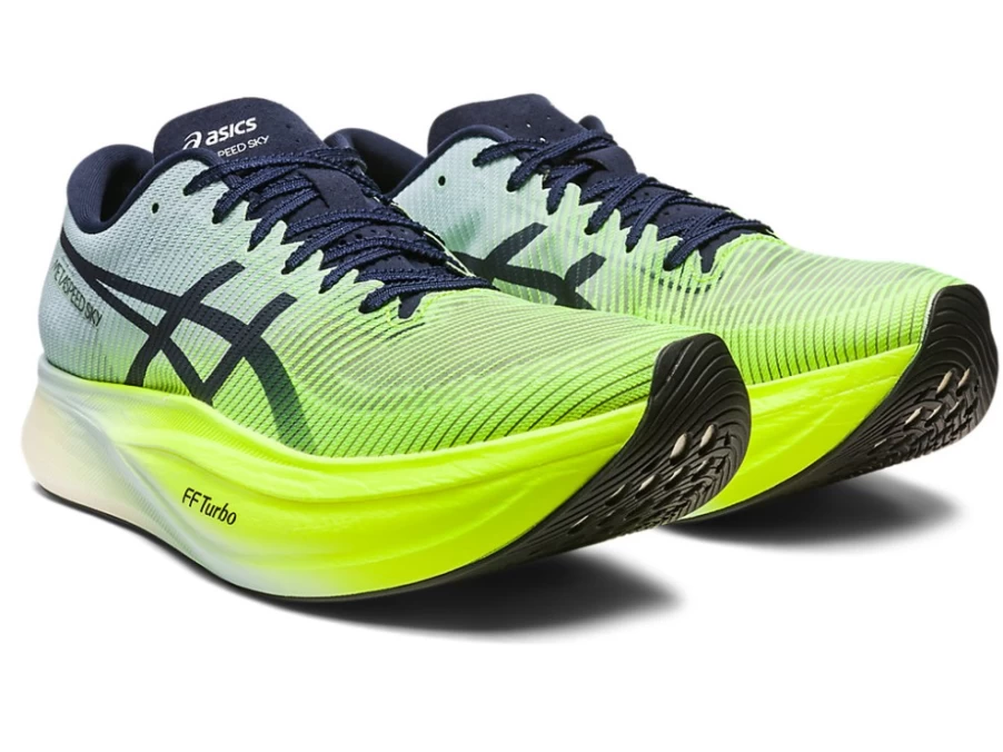 ASICS METASPEED SKY+ Running Shoes - Unisex Hazard Green/Sky - Lightweight Performance Racing Sneakers