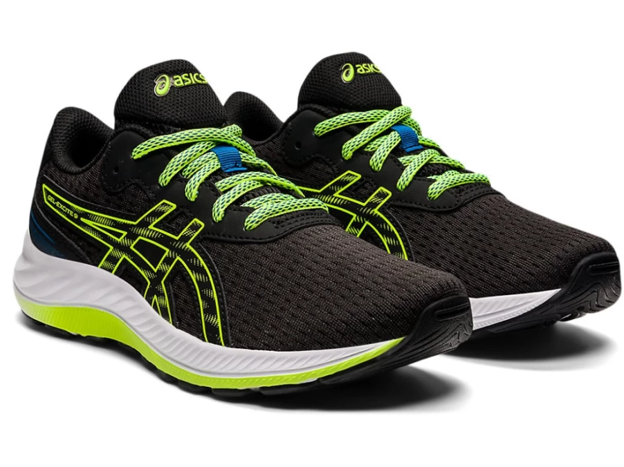 ASICS GEL-EXCITE 9 Kids' Running Shoes - Black/Hazard Green - Grade School Athletic Sneakers