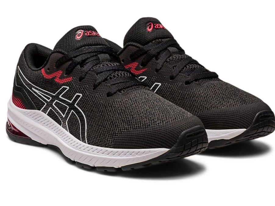 ASICS GT-1000 Kids' Running Shoes - Black/Electric Red - Grade School Athletic Sneakers