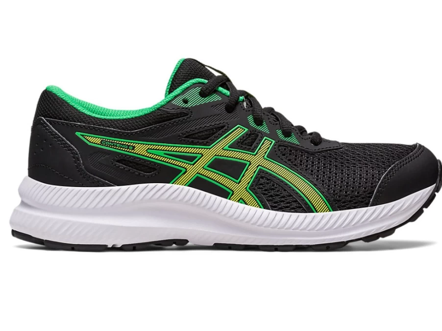 ASICS Contend 8 Kids' Running Shoes - Black/Lime Zest - Grade School Sneakers