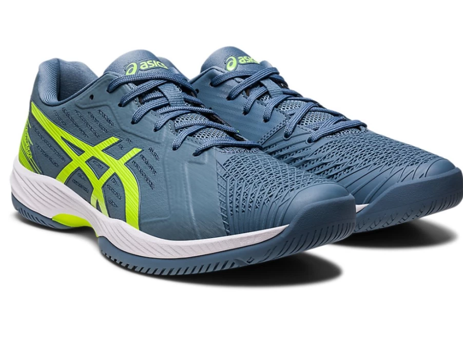 ASICS SOLUTION SWIFT FF Men's Steel Blue/Hazard Green Tennis Shoes