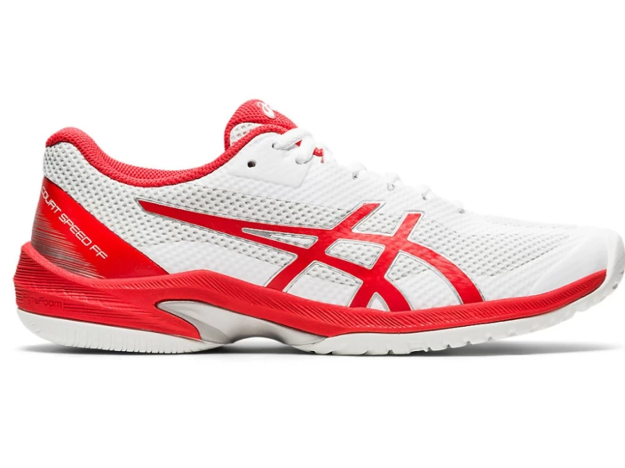 ASICS Women's Court Speed FF Tennis Shoes in White/Fiery Red - Lightweight Performance Sneakers
