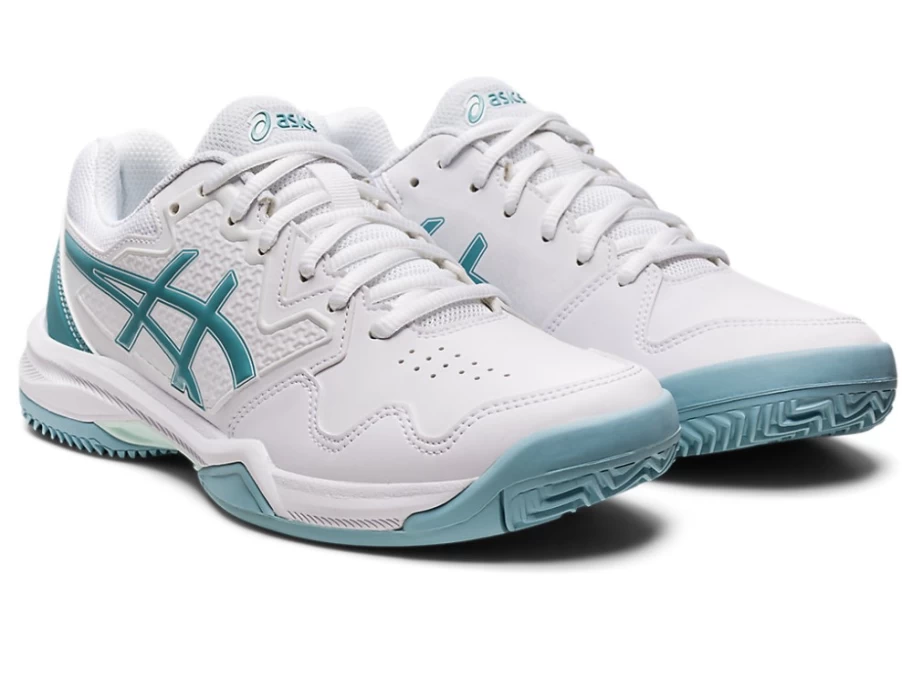 ASICS Women's GEL-Dedicate 7 Clay Tennis Shoes in White/Smoke Blue