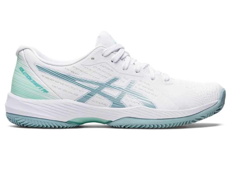 ASICS Women's SOLUTION SWIFT FF CLAY Tennis Shoes - White/Smoke Blue