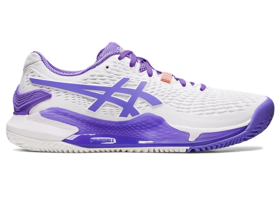 ASICS Women's GEL-RESOLUTION 9 Tennis Shoes - White/Amethyst, Clay Court Sneakers