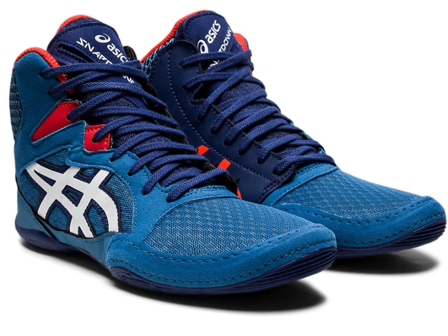 ASICS Kids SNAPDOWN 3 Grade School Basketball Shoes in Azure/White