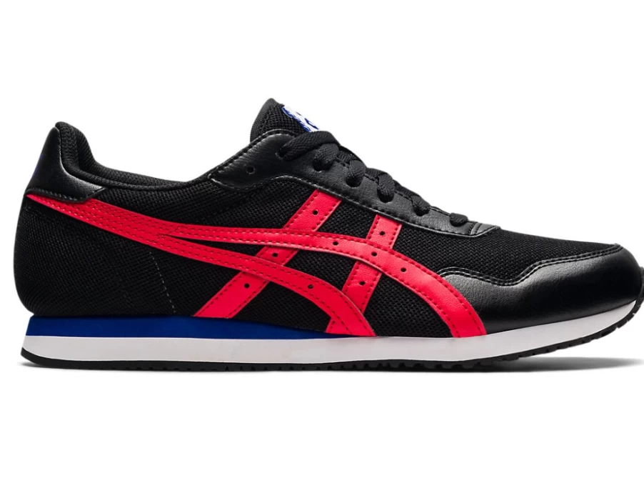 ASICS Men's TIGER RUNNER Running Shoes in Black/Electric Red