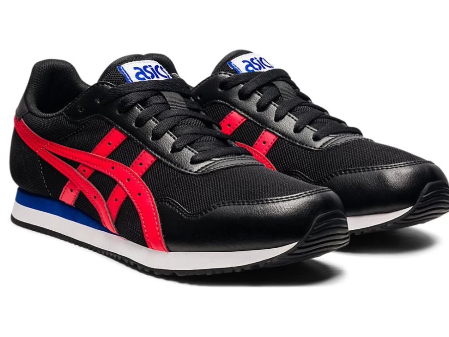 ASICS Men's TIGER RUNNER Running Shoes in Black/Electric Red