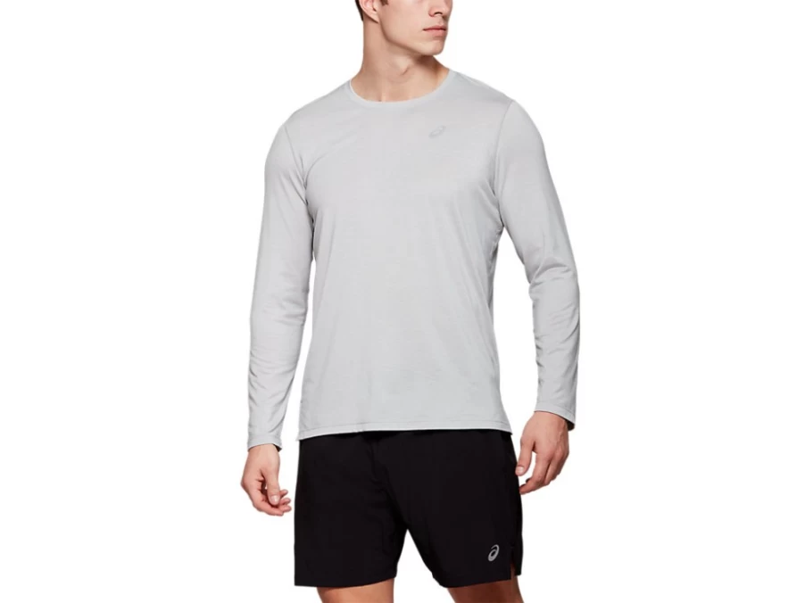 ASICS Men's DORAI Long Sleeve Top - Light Grey Heather Athletic Shirt