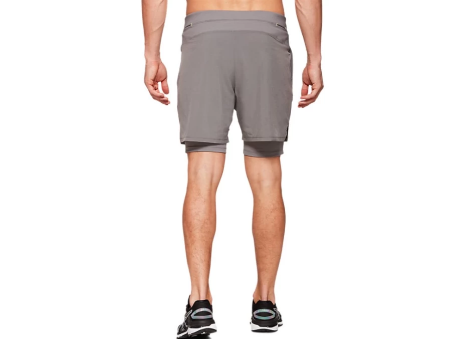 ASICS Men's FIETRO 7-Inch 2-in-1 Running Shorts in Carbon Color