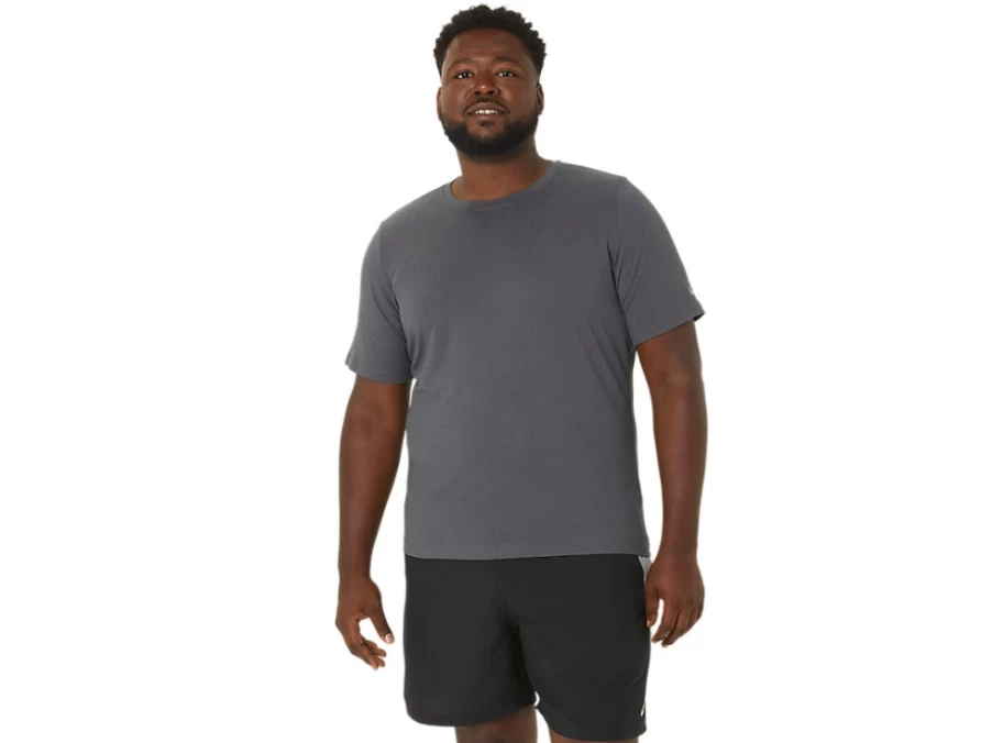 ASICS Men's SS HTHR Tech Top - Dark Grey Heather Athletic Performance Shirt