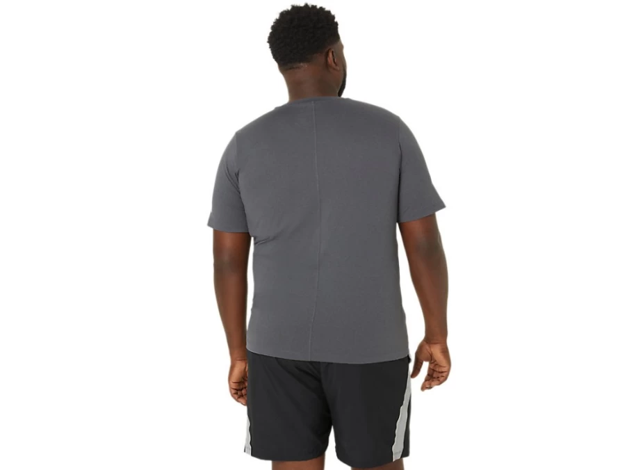 ASICS Men's SS HTHR Tech Top - Dark Grey Heather Athletic Performance Shirt