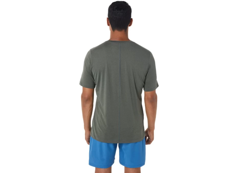 ASICS Men's SS HTHR Tech Top in Mantle Green Heather - Performance Athletic Shirt