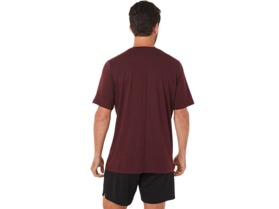 ASICS Men's SS HTHR Tech Top in Deep Mars Heather - Lightweight Performance Shirt