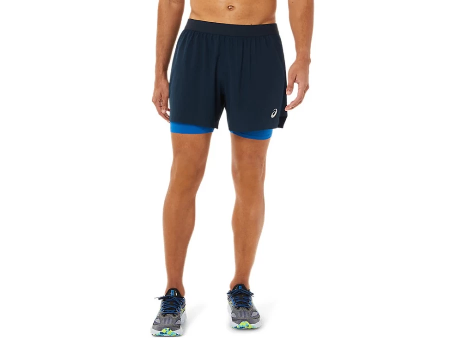 ASICS Men's French Blue/Lake Drive Road 2-N-1 5-Inch Running Shorts