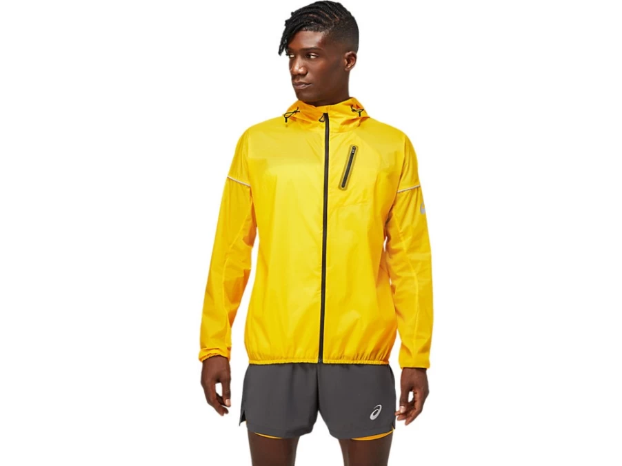 ASICS Men's FujiTrail Sunflower Running Jacket - Lightweight Water-Resistant Trail Windbreaker