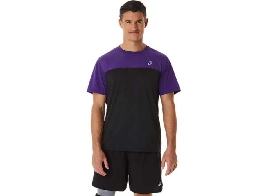 ASICS Men's Race Short Sleeve Top - Grape Jam/Performance Black Running Shirt
