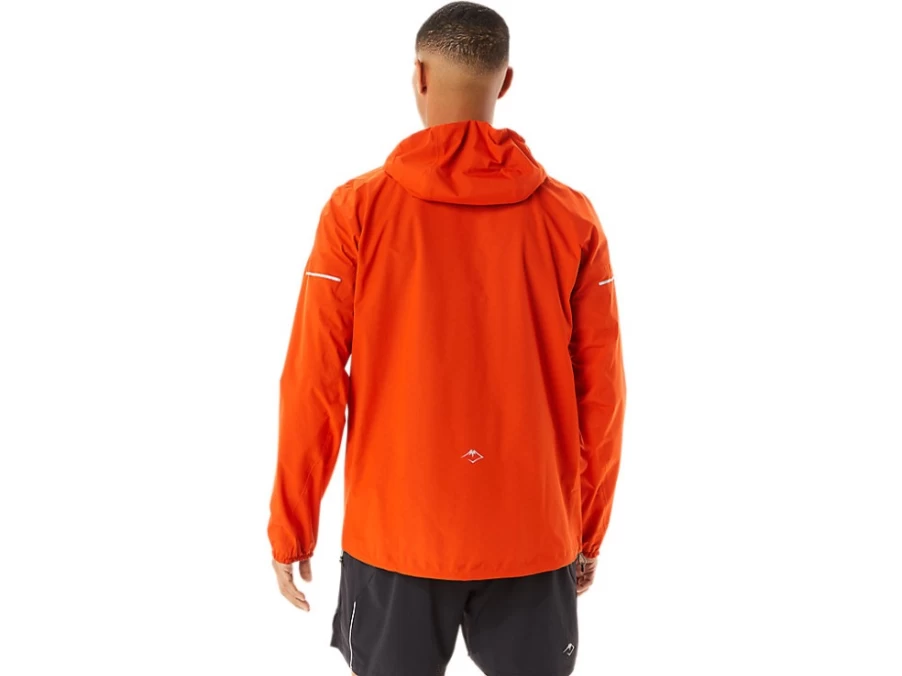 ASICS Men's FujiTrail Waterproof Jacket in Cherry Tomato - Lightweight Hiking Shell