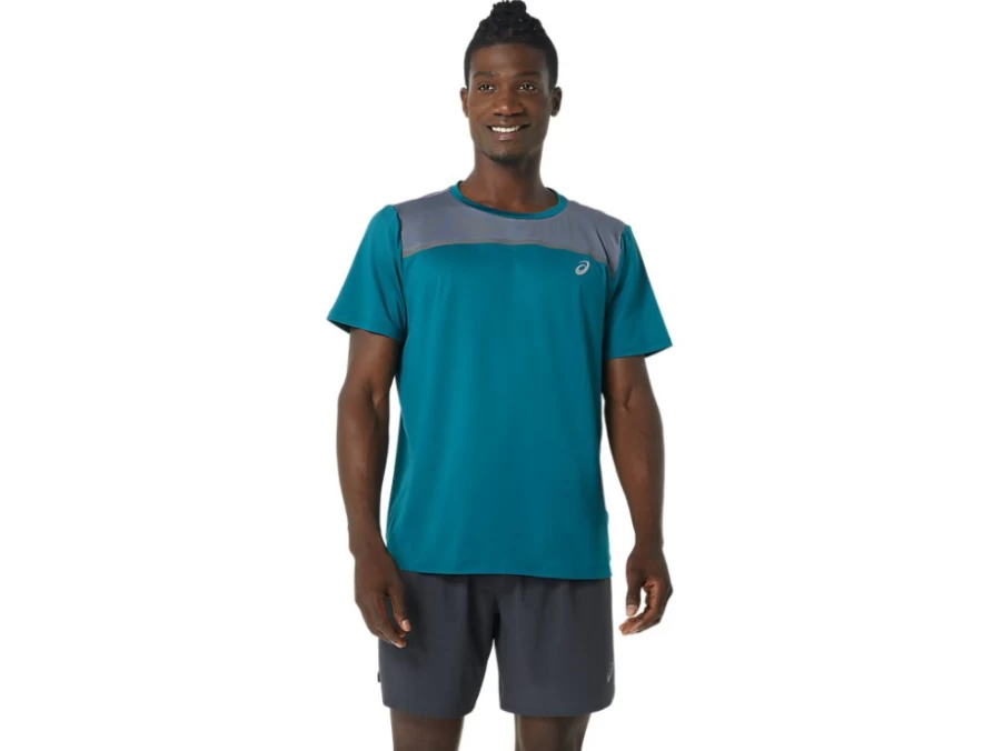 ASICS Men's PR Lyte Short Sleeve T-Shirt - Velvet Pine/Metropolis - Lightweight Performance Top