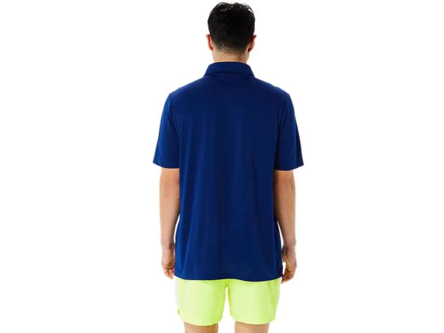 ASICS Men's Dark Blue (Pantone 281 C) Gradient Hex Polo Shirt - Performance Tennis & Golf Apparel