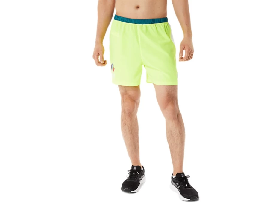 ASICS Men's M READY-SET 5-Inch Shorts - Multi-Color Block Design for Running & Training