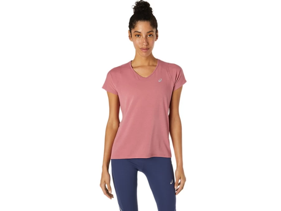 ASICS Women's Smokey Rose V-Neck Short Sleeve Top