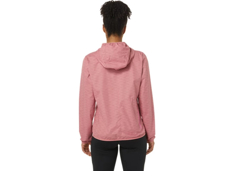 ASICS Women's Smokey Rose Spacedye Packable Jacket - Lightweight Water-Resistant Travel Windbreaker