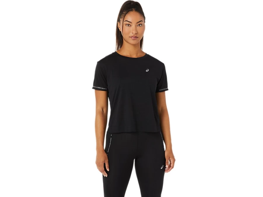 ASICS Women's Performance Black Race Crop Top – Lightweight Running Shirt for Women