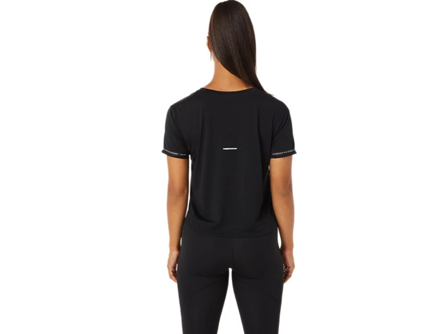 ASICS Women's Performance Black Race Crop Top – Lightweight Running Shirt for Women