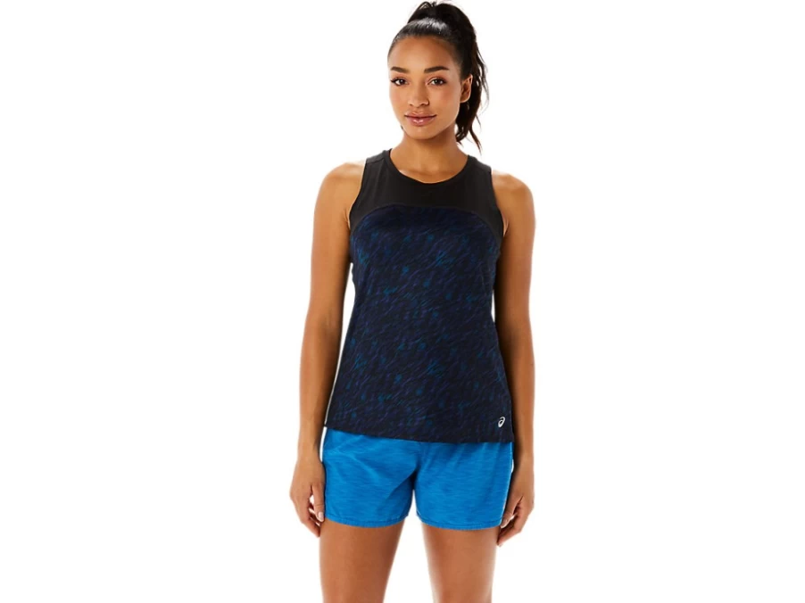 ASICS Women's PR LYTE RUN Tank Top - Night Shade/Lake Drive Print - Lightweight Running Shirt