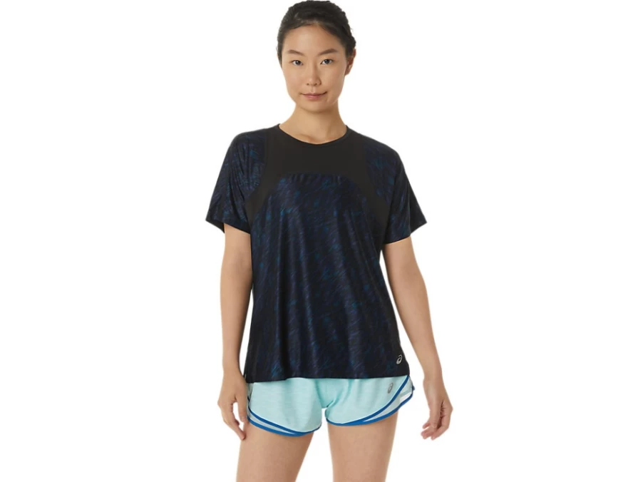 ASICS Women's PR LYTE RUN Short Sleeve Shirt - Night Shade/Lake Drive Print Running Top
