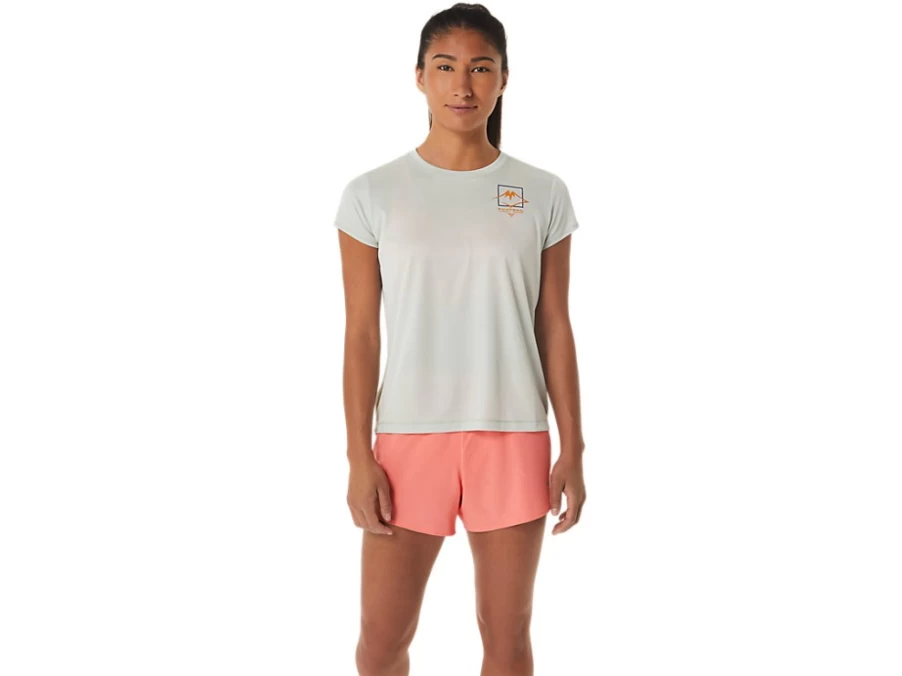 ASICS Women's Light Sage FujiTrail Logo Short Sleeve Running Top