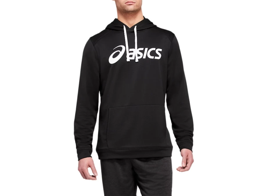 ASICS Men's Performance Black & Brilliant White French Terry Hoodie - Athletic Pullover Sweatshirt