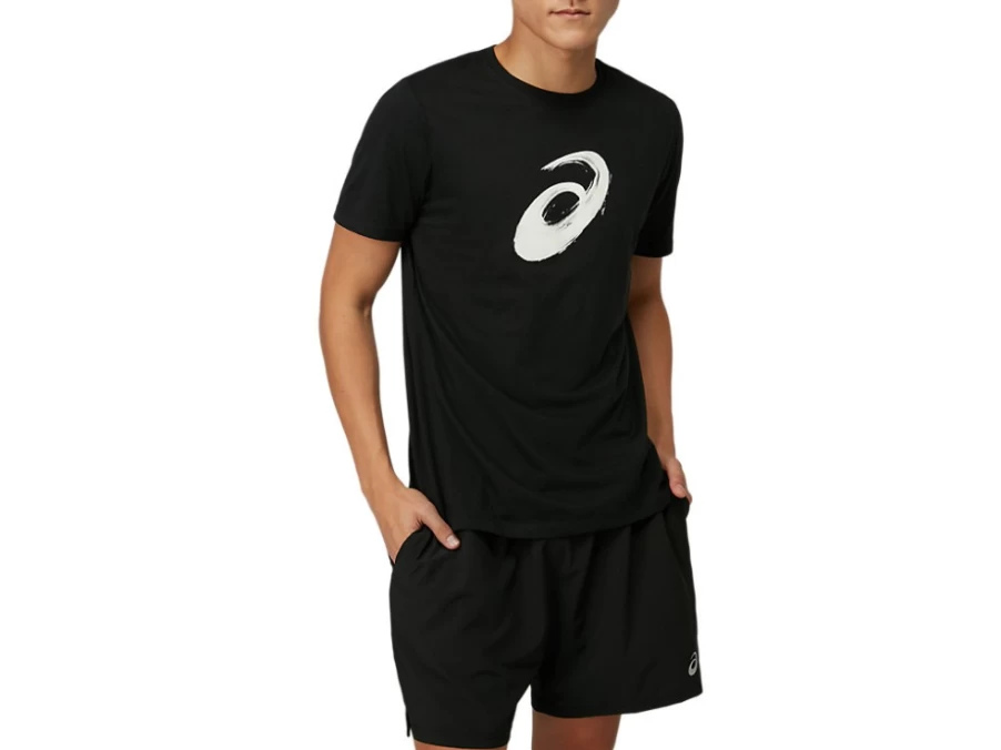 ASICS Unisex Performance Black Paintbrush Graphic Short Sleeve T-Shirt