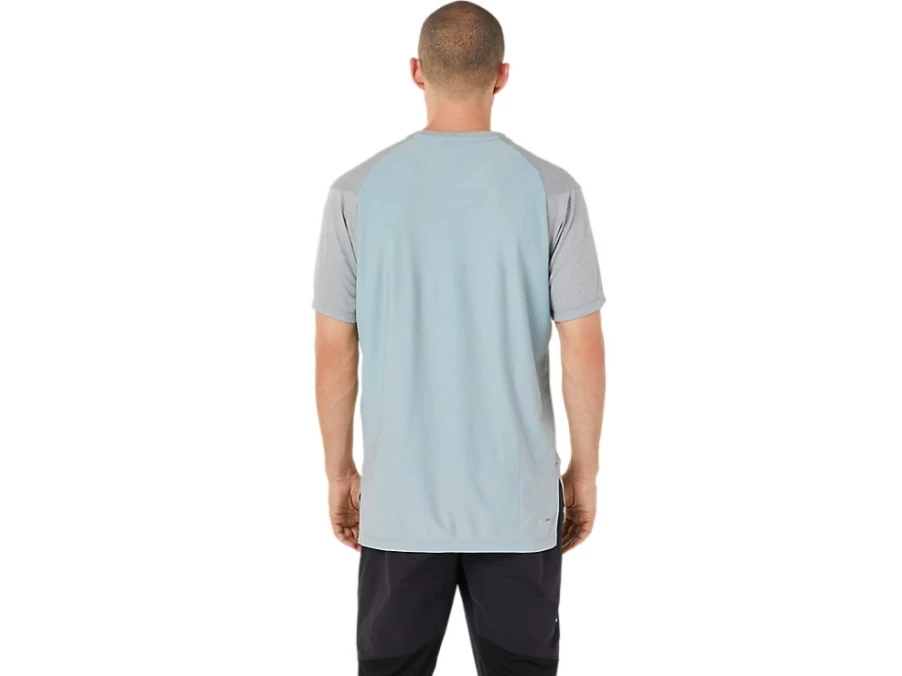 ASICS Men's Actibreeze Jacquard Short Sleeve Top - Sheet Rock Heather - Moisture-Wicking Performance Shirt