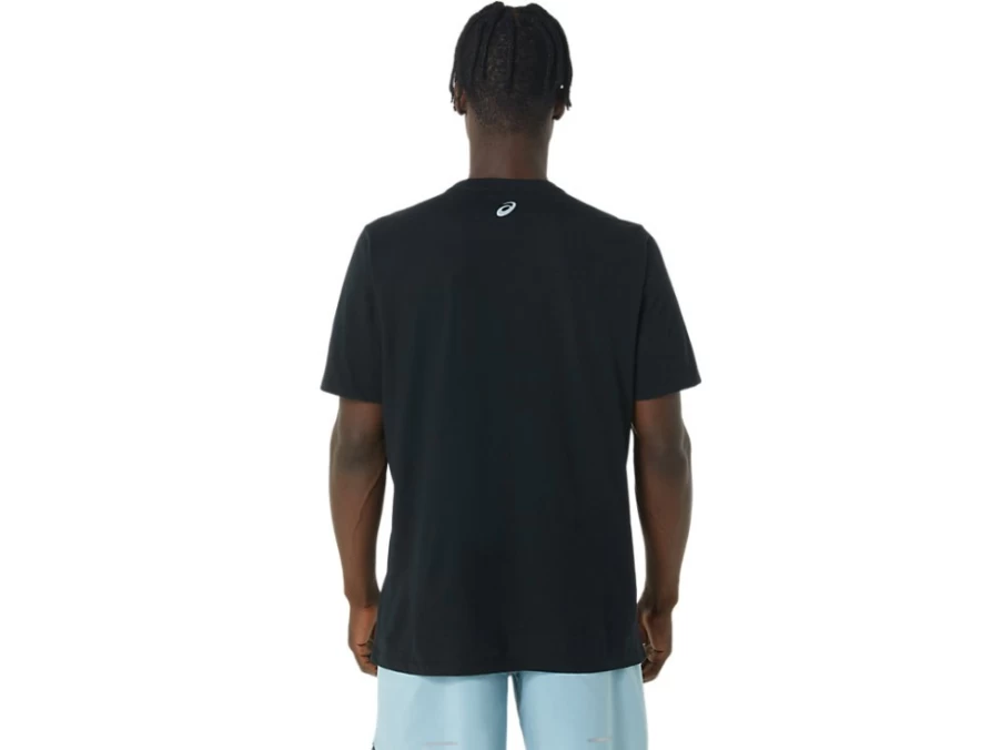 ASICS Men's Performance Black Long Abstract Logo T-Shirt