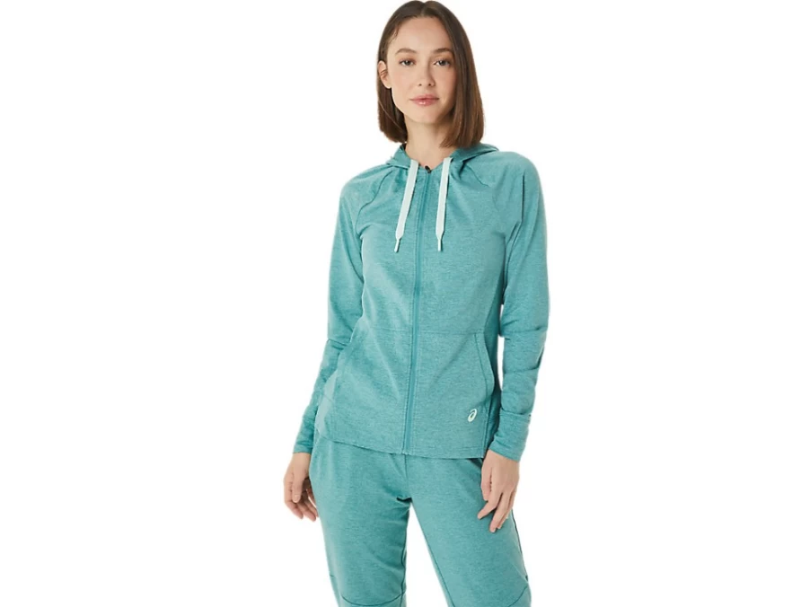 ASICS Women's Sage Spacedye Tech Full Zip Hoodie - Lightweight Running Jacket