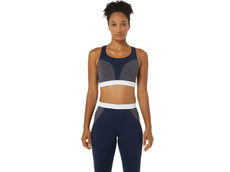 ASICS Women's The New Strong Repurposed Bra - Peacoat, Piedmont Grey, Brilliant White Sports Top