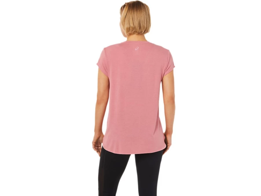 ASICS Women's Smokey Rose Heather V-Neck Top - Soft Casual Comfort Fit Tee