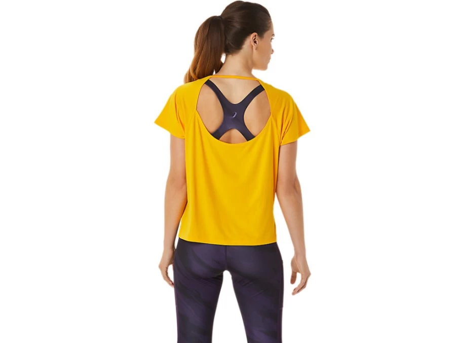 ASICS Women's Sunflower Side Slit Short Sleeve T-Shirt Casual Comfort Top